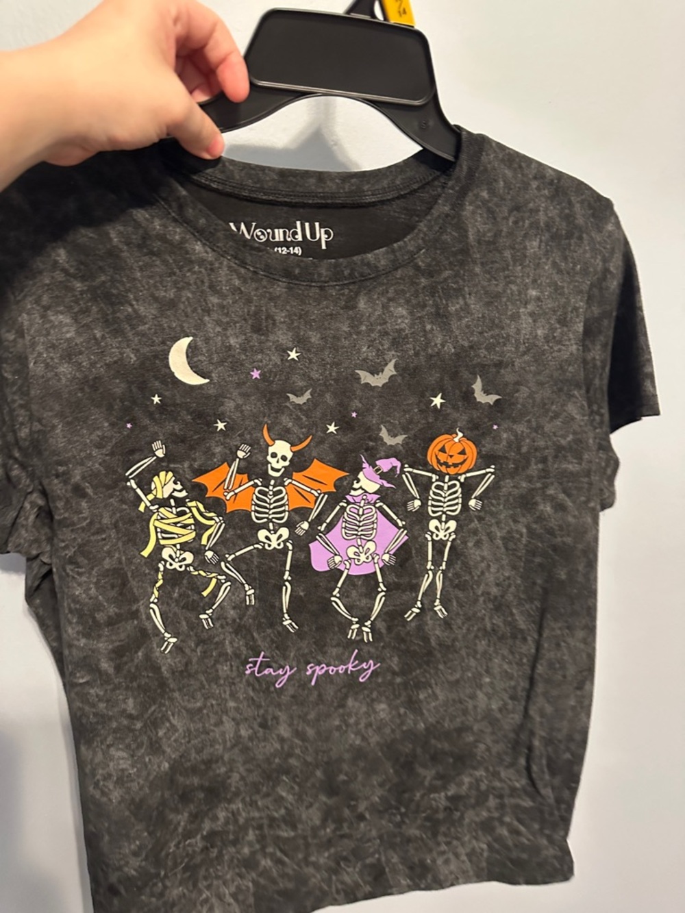 Wound Up  Gray Halloween Skeleton Costume Tee - Stay Spooky